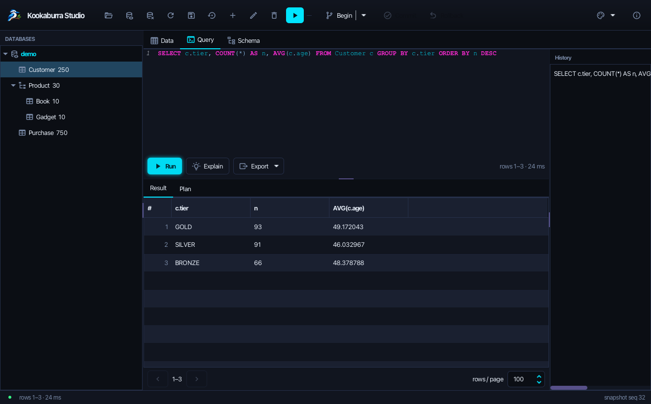 Studio OQL console